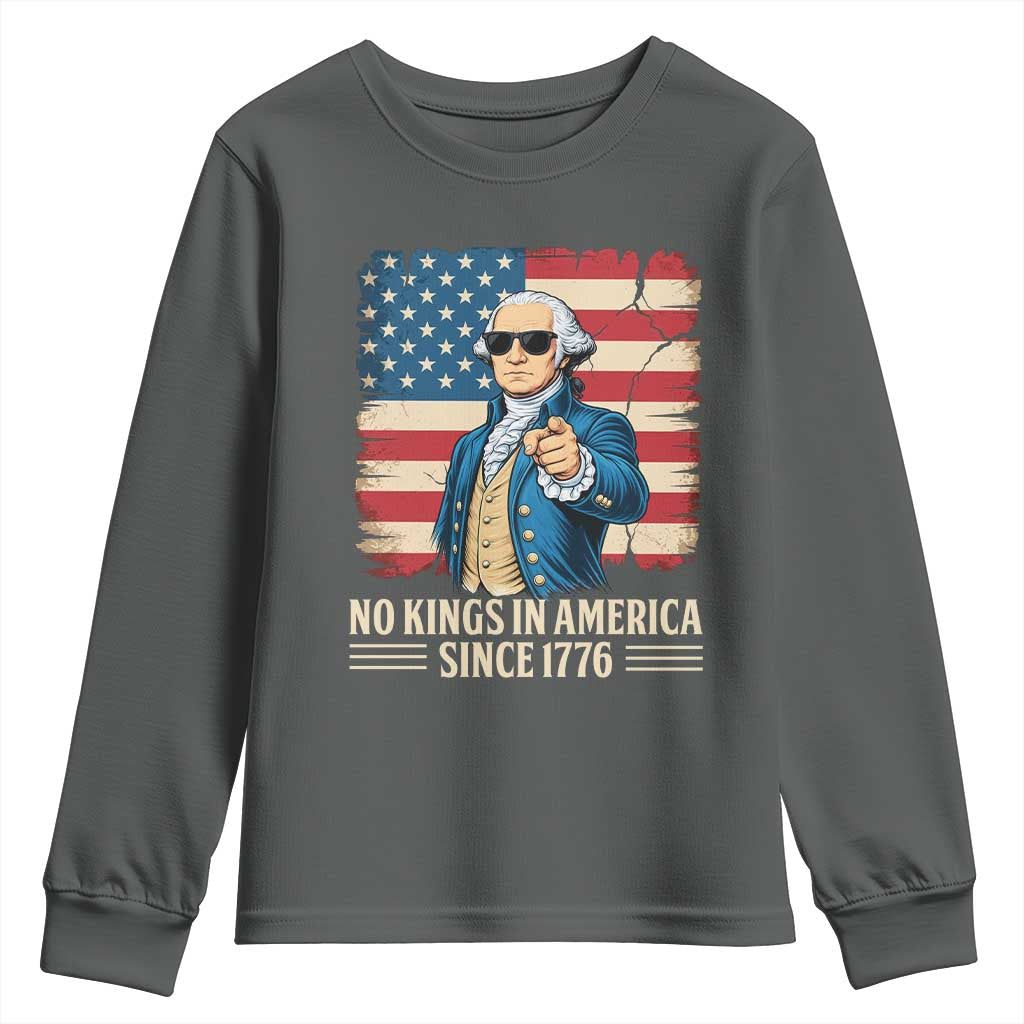 Patriotic George Washington Youth Sweatshirt No Kings In America