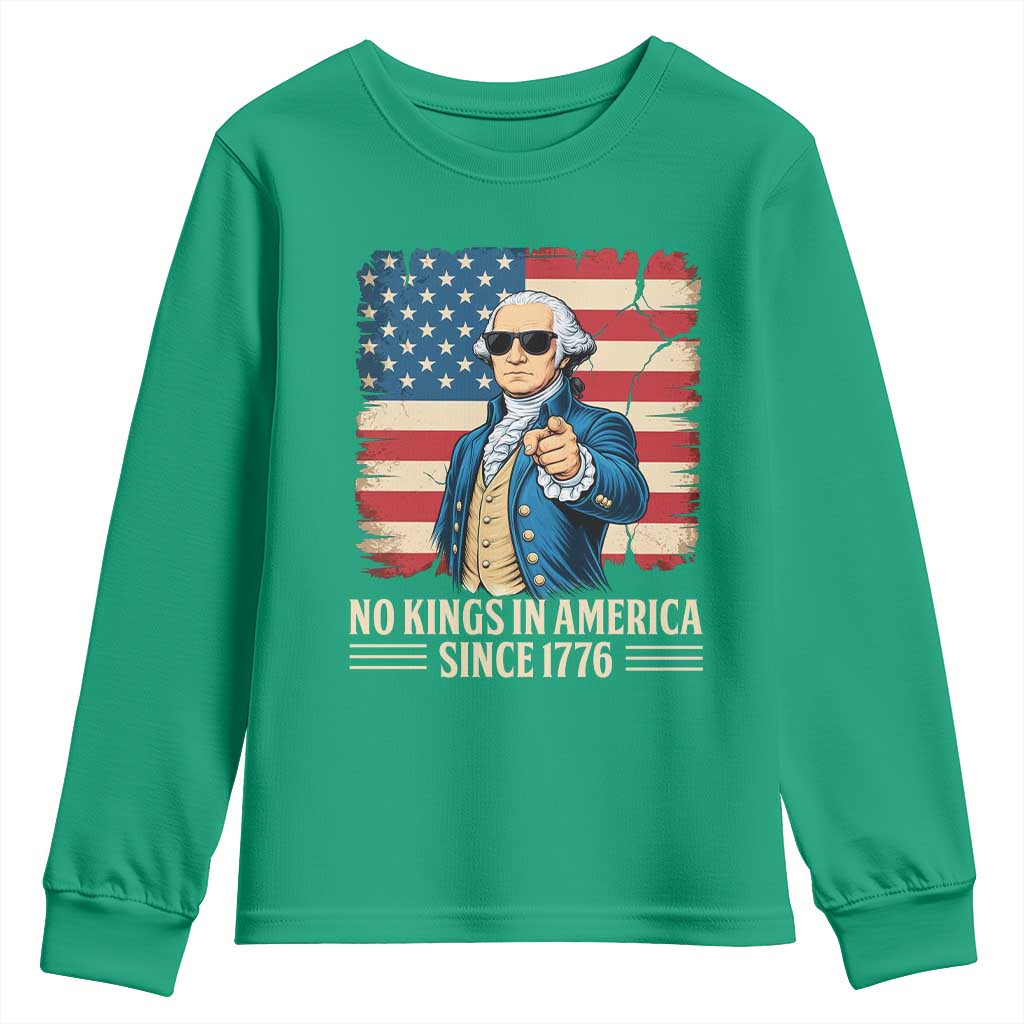 Patriotic George Washington Youth Sweatshirt No Kings In America