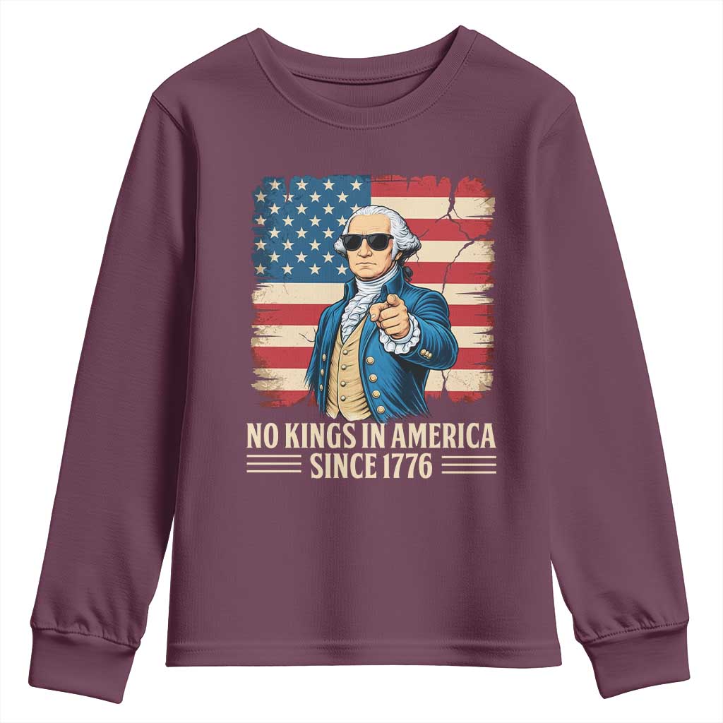 Patriotic George Washington Youth Sweatshirt No Kings In America