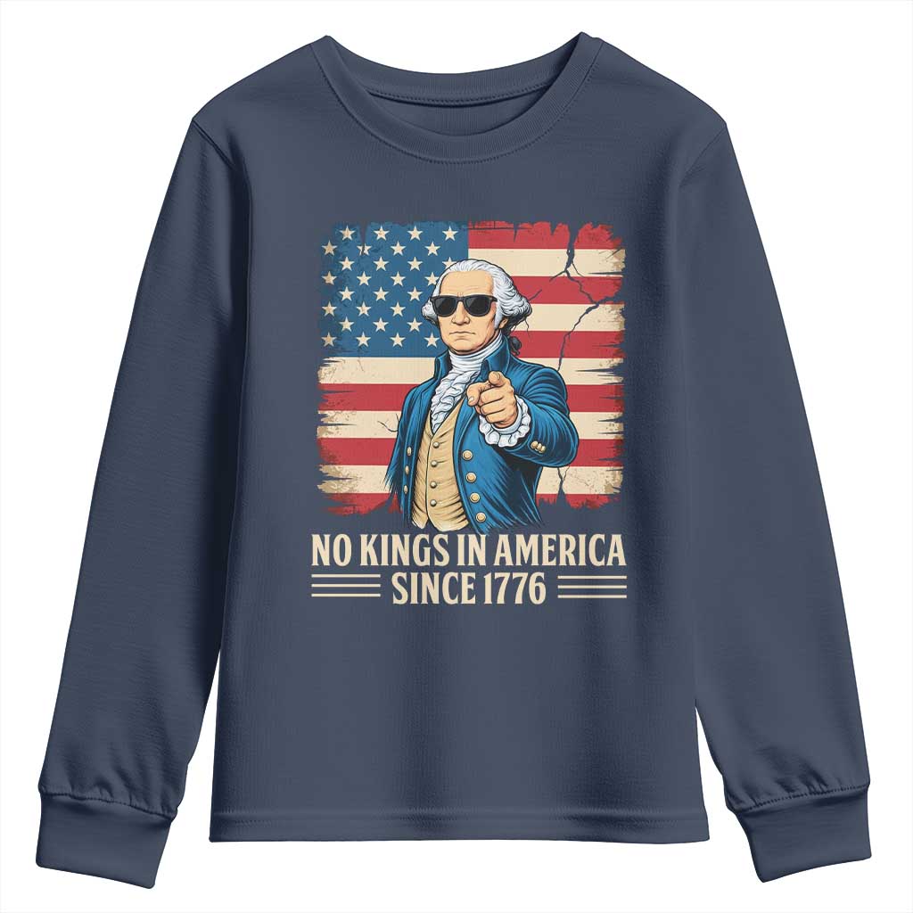 Patriotic George Washington Youth Sweatshirt No Kings In America