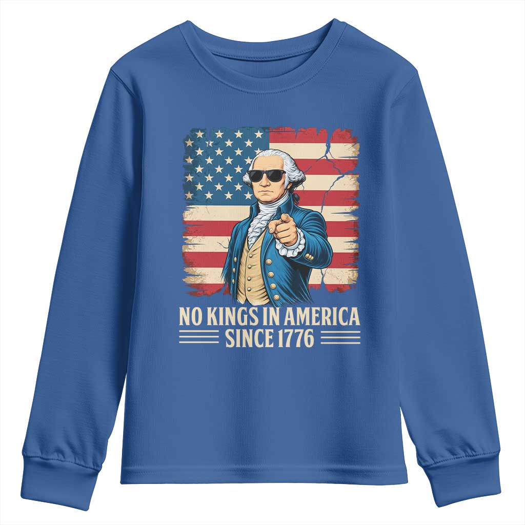 Patriotic George Washington Youth Sweatshirt No Kings In America