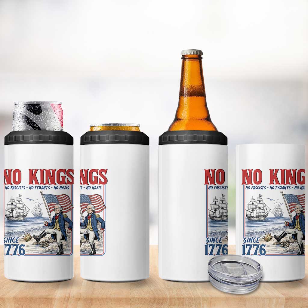 No Kings Since 1776 George Washington 4 in 1 Can Cooler Tumbler Political Humor Gift