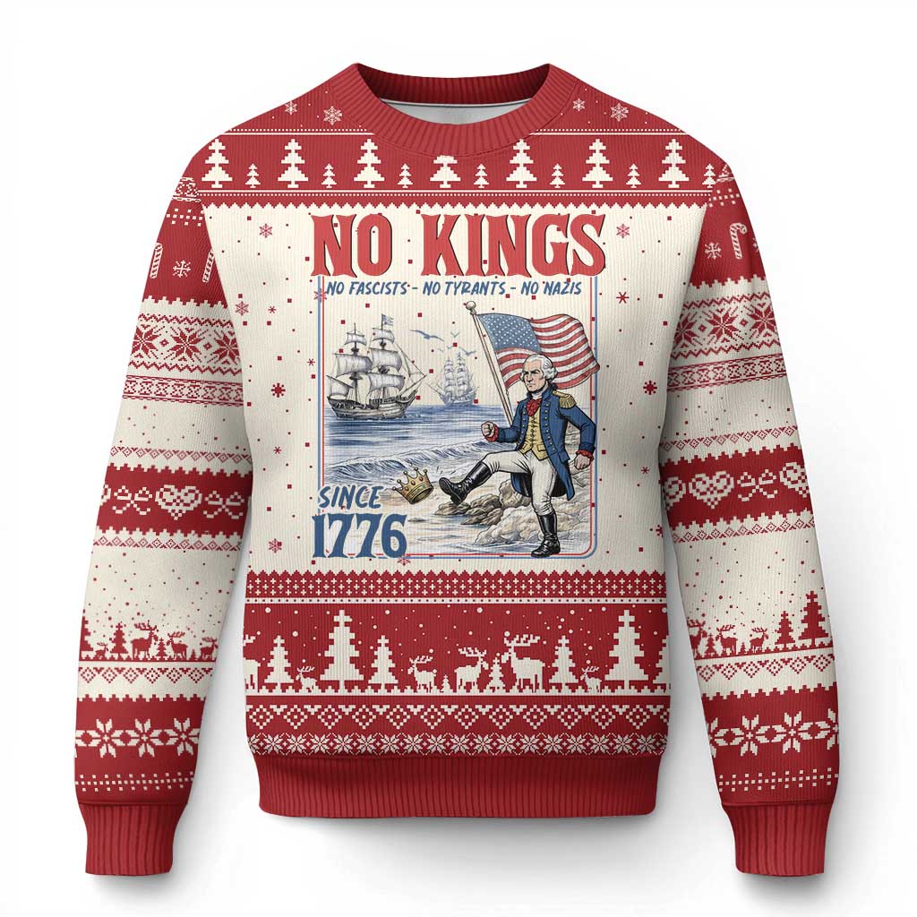 No Kings Since 1776 George Washington Ugly Christmas Sweater Political Humor Gift