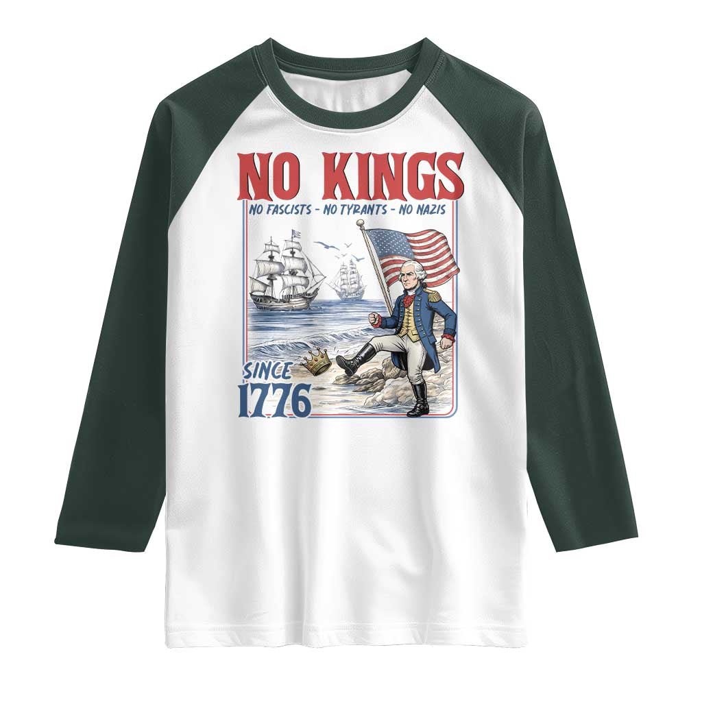 No Kings Since 1776 George Washington Raglan Shirt Political Humor Gift