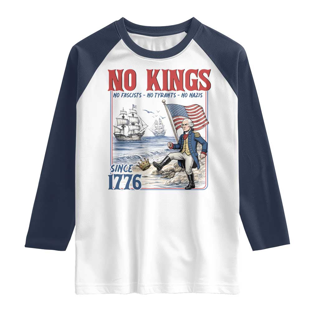 No Kings Since 1776 George Washington Raglan Shirt Political Humor Gift