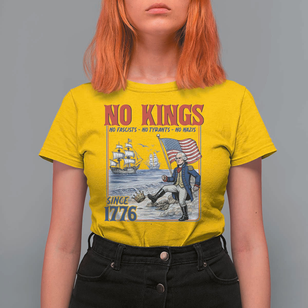 No Kings Since 1776 George Washington T Shirt For Women Political Humor Gift