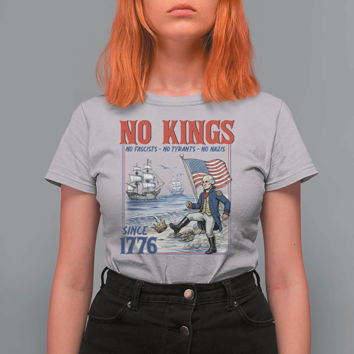 No Kings Since 1776 George Washington T Shirt For Women Political Humor Gift