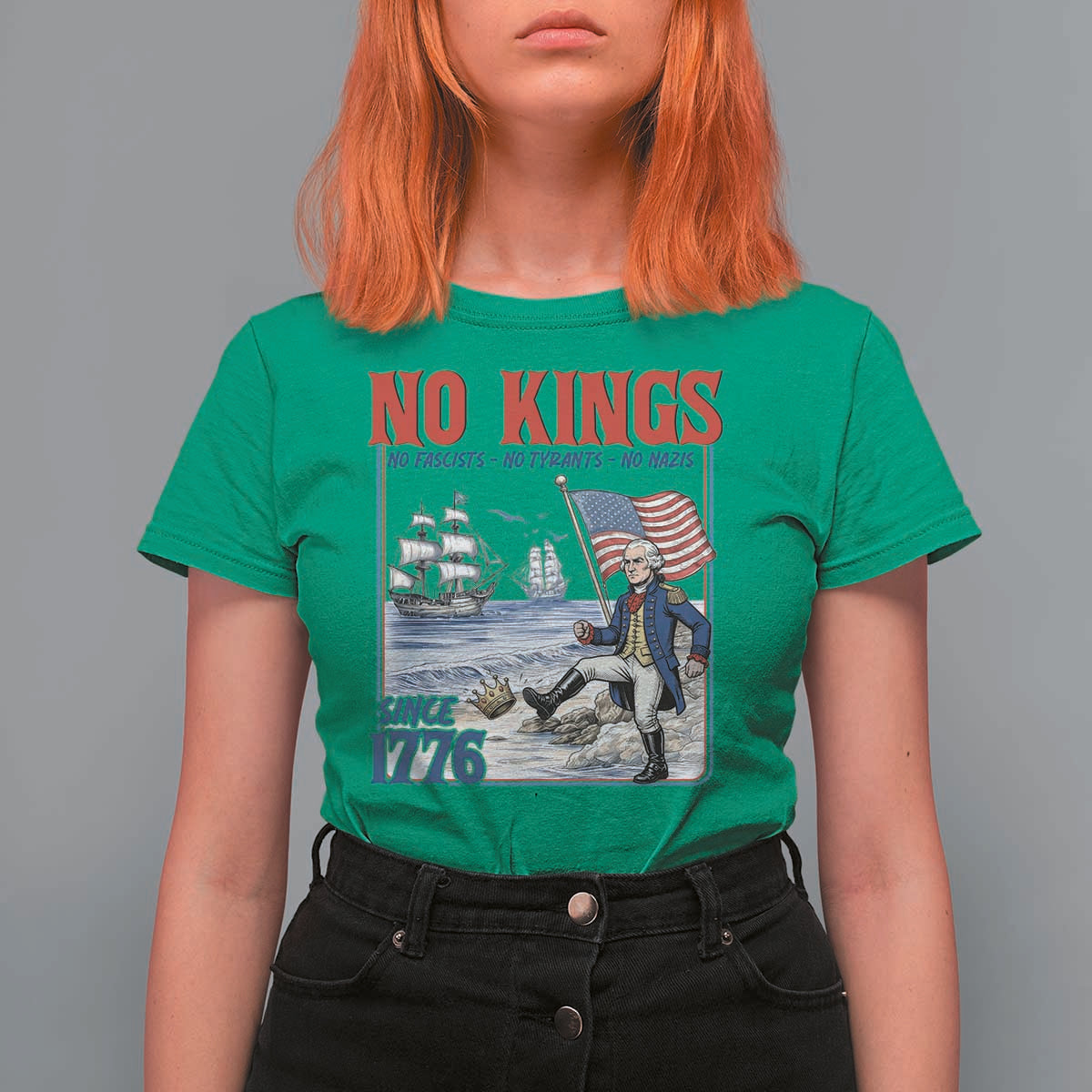 No Kings Since 1776 George Washington T Shirt For Women Political Humor Gift