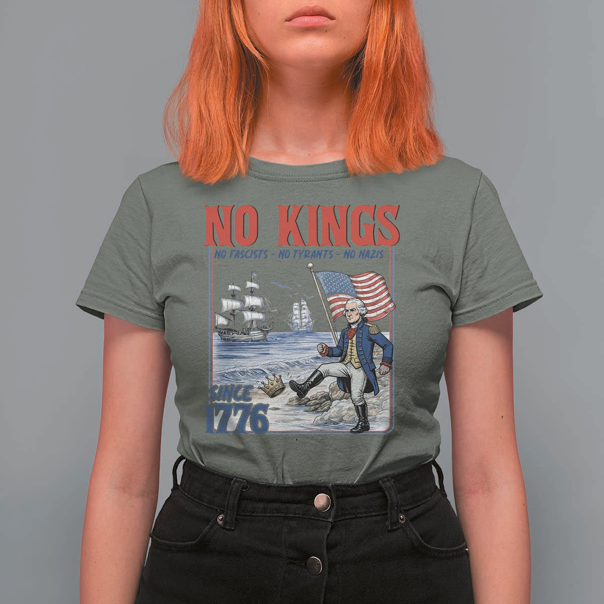 No Kings Since 1776 George Washington T Shirt For Women Political Humor Gift