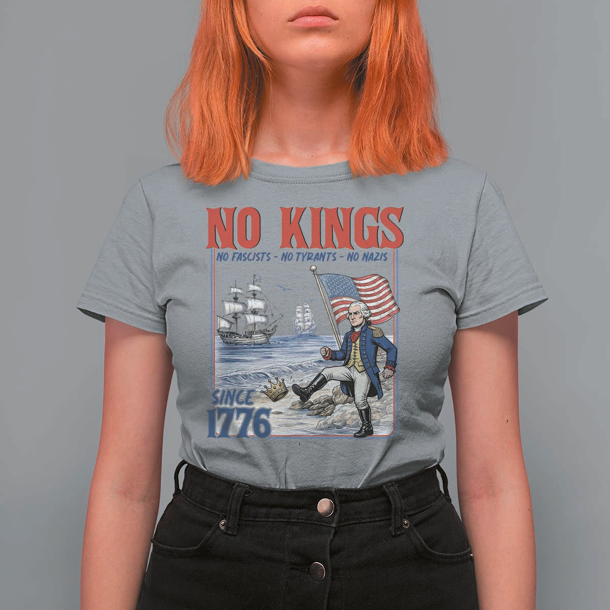 No Kings Since 1776 George Washington T Shirt For Women Political Humor Gift