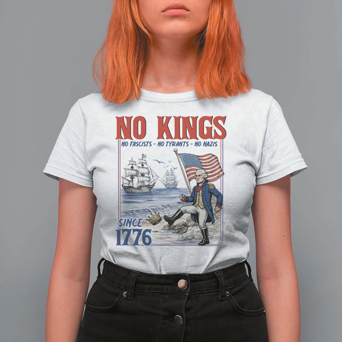 No Kings Since 1776 George Washington T Shirt For Women Political Humor Gift