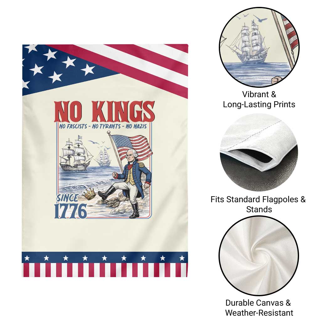 No Kings Since 1776 George Washington Garden Flag Political Humor Gift