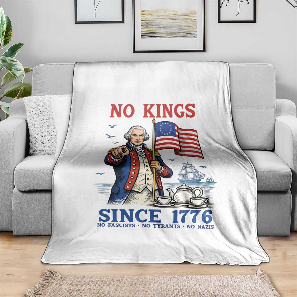 American Patriot George Washington No Kings Throw Blanket Political Humor Gift