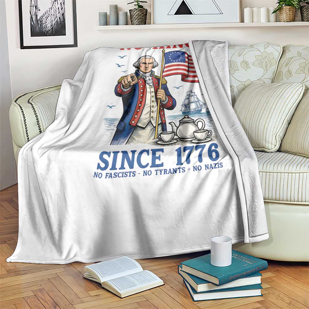 American Patriot George Washington No Kings Throw Blanket Political Humor Gift