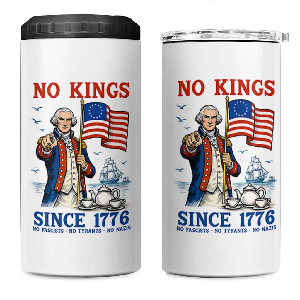 American Patriot George Washington No Kings 4 in 1 Can Cooler Tumbler Political Humor Gift