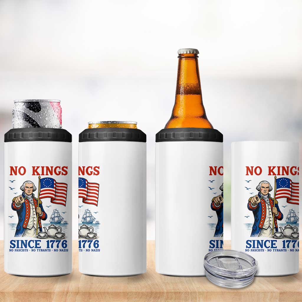 American Patriot George Washington No Kings 4 in 1 Can Cooler Tumbler Political Humor Gift