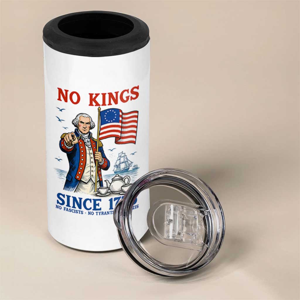 American Patriot George Washington No Kings 4 in 1 Can Cooler Tumbler Political Humor Gift