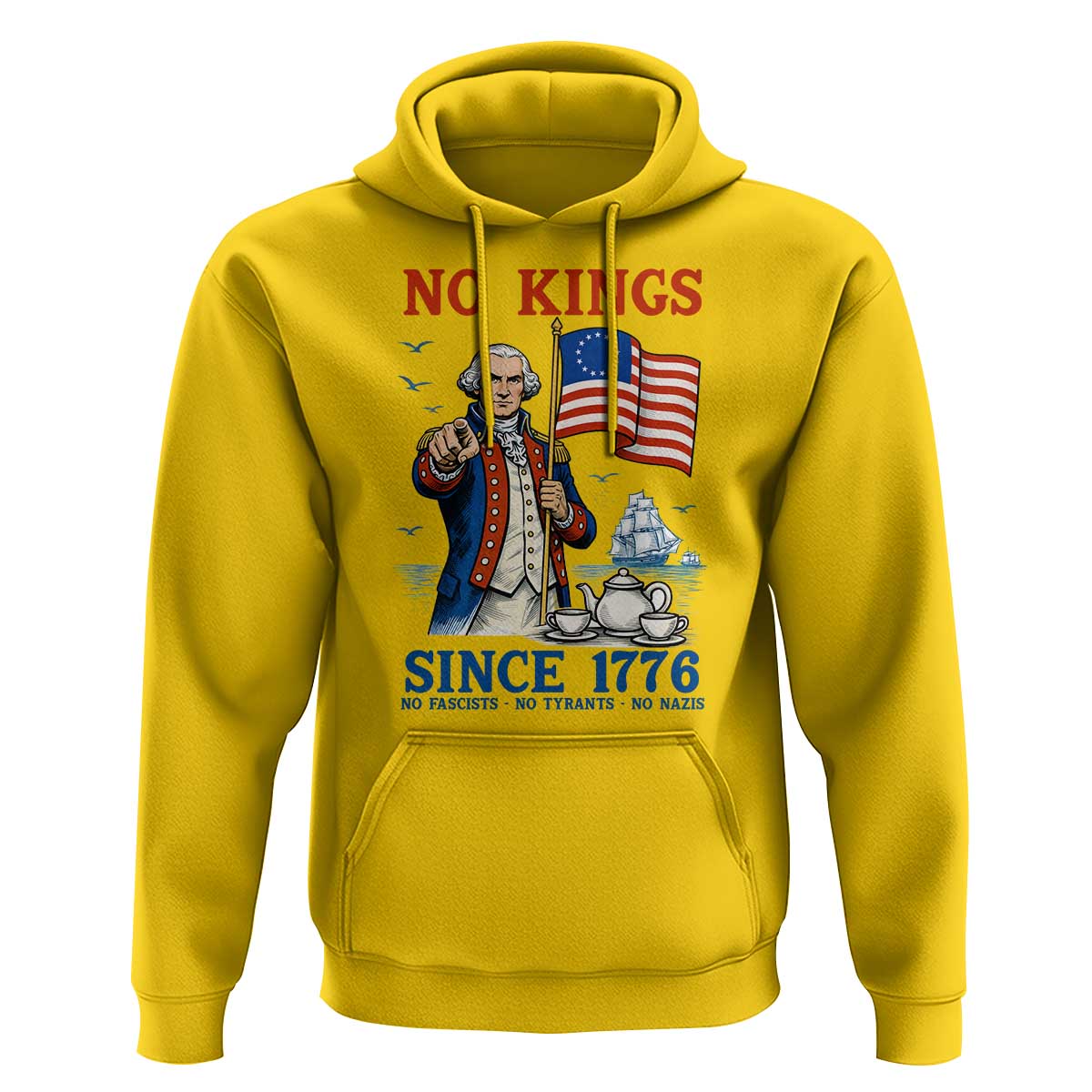 American Patriot George Washington No Kings Hoodie Political Humor Gift