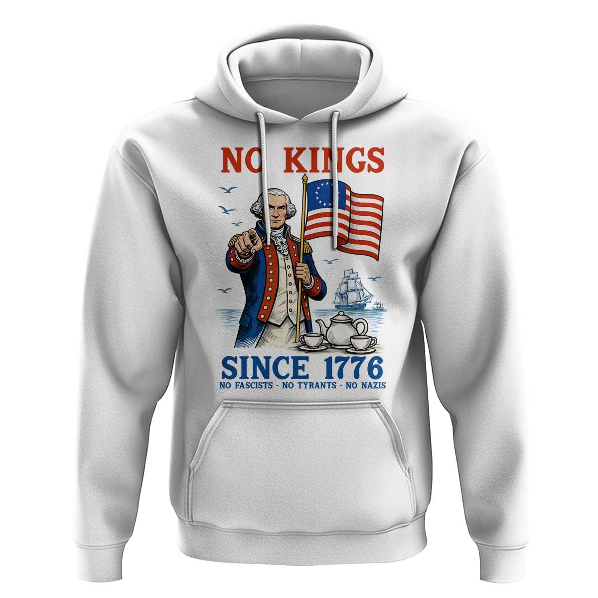 American Patriot George Washington No Kings Hoodie Political Humor Gift