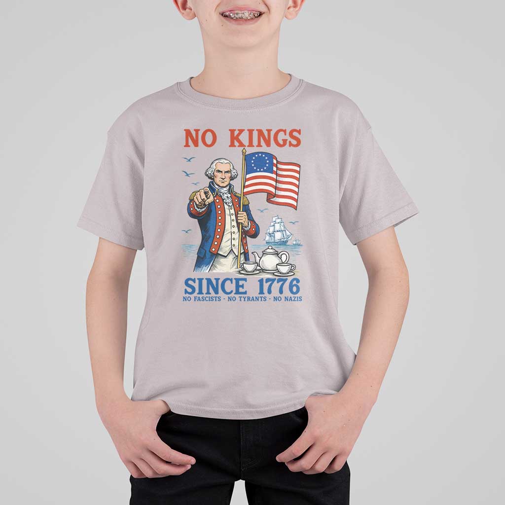 American Patriot George Washington No Kings T Shirt For Kid Political Humor Gift