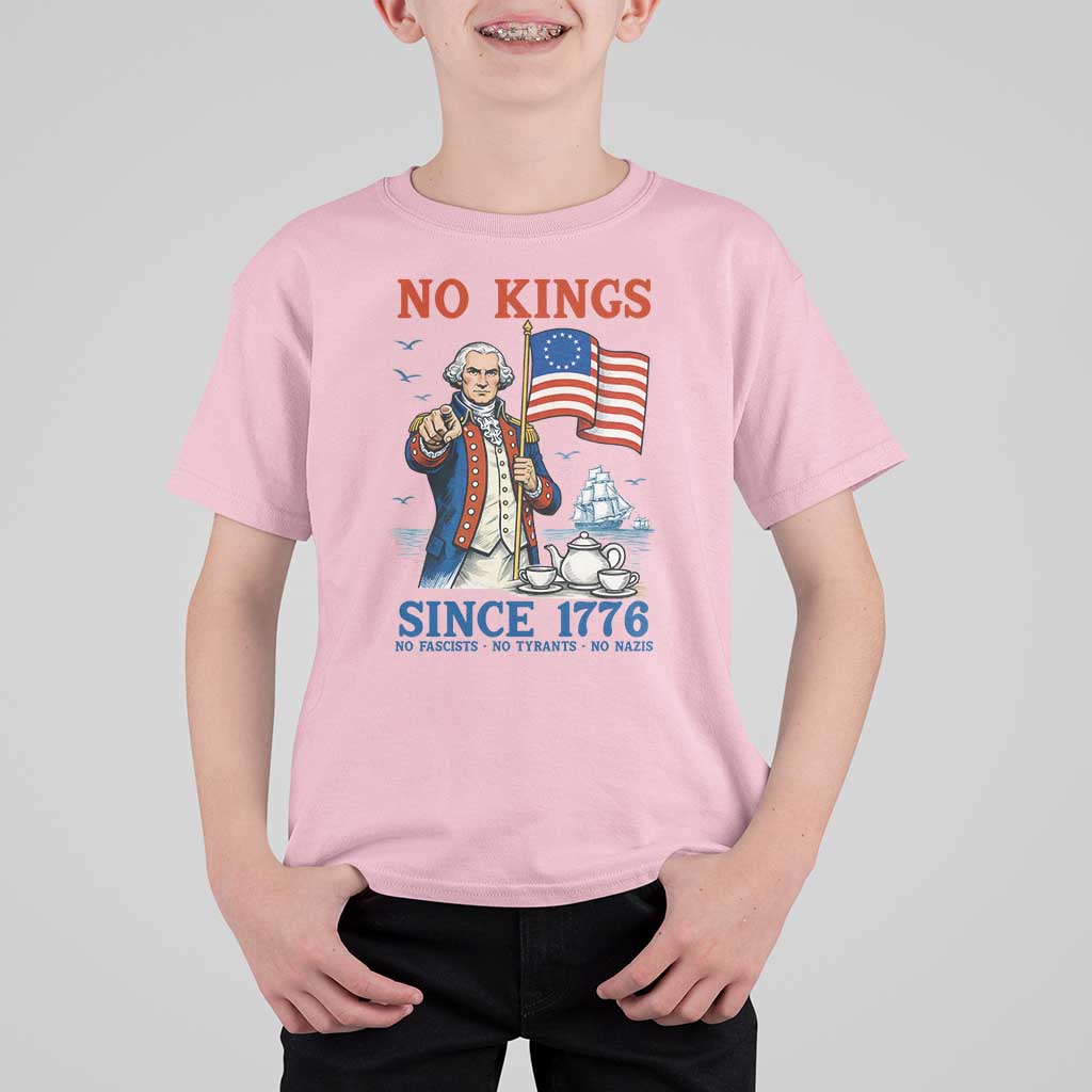 American Patriot George Washington No Kings T Shirt For Kid Political Humor Gift