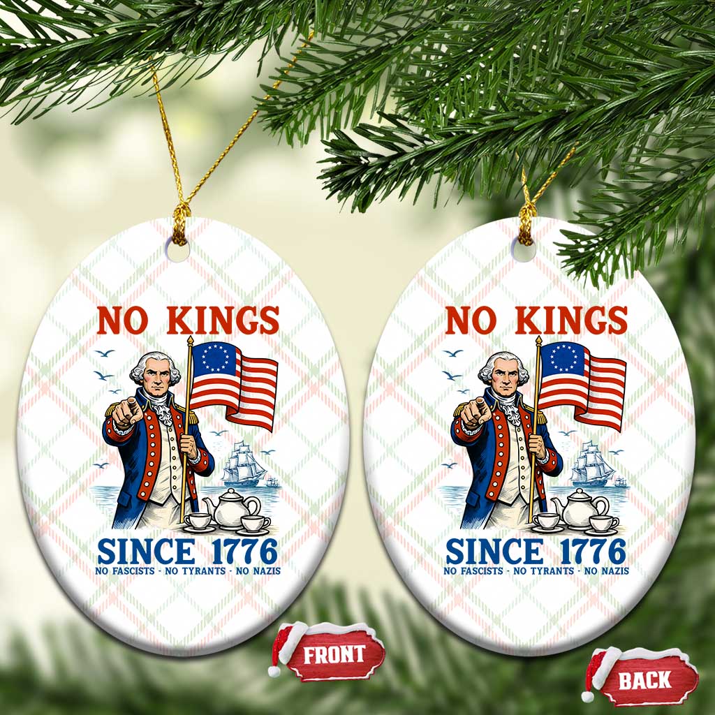 American Patriot George Washington No Kings Ceramic Ornament Political Humor Gift
