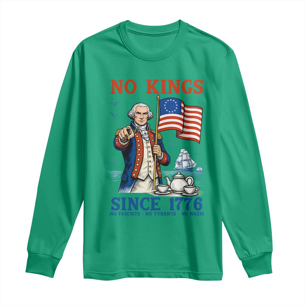 American Patriot George Washington No Kings Long Sleeve Shirt Political Humor Gift