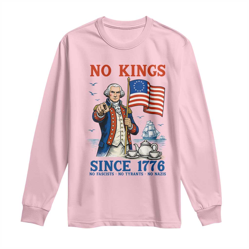 American Patriot George Washington No Kings Long Sleeve Shirt Political Humor Gift