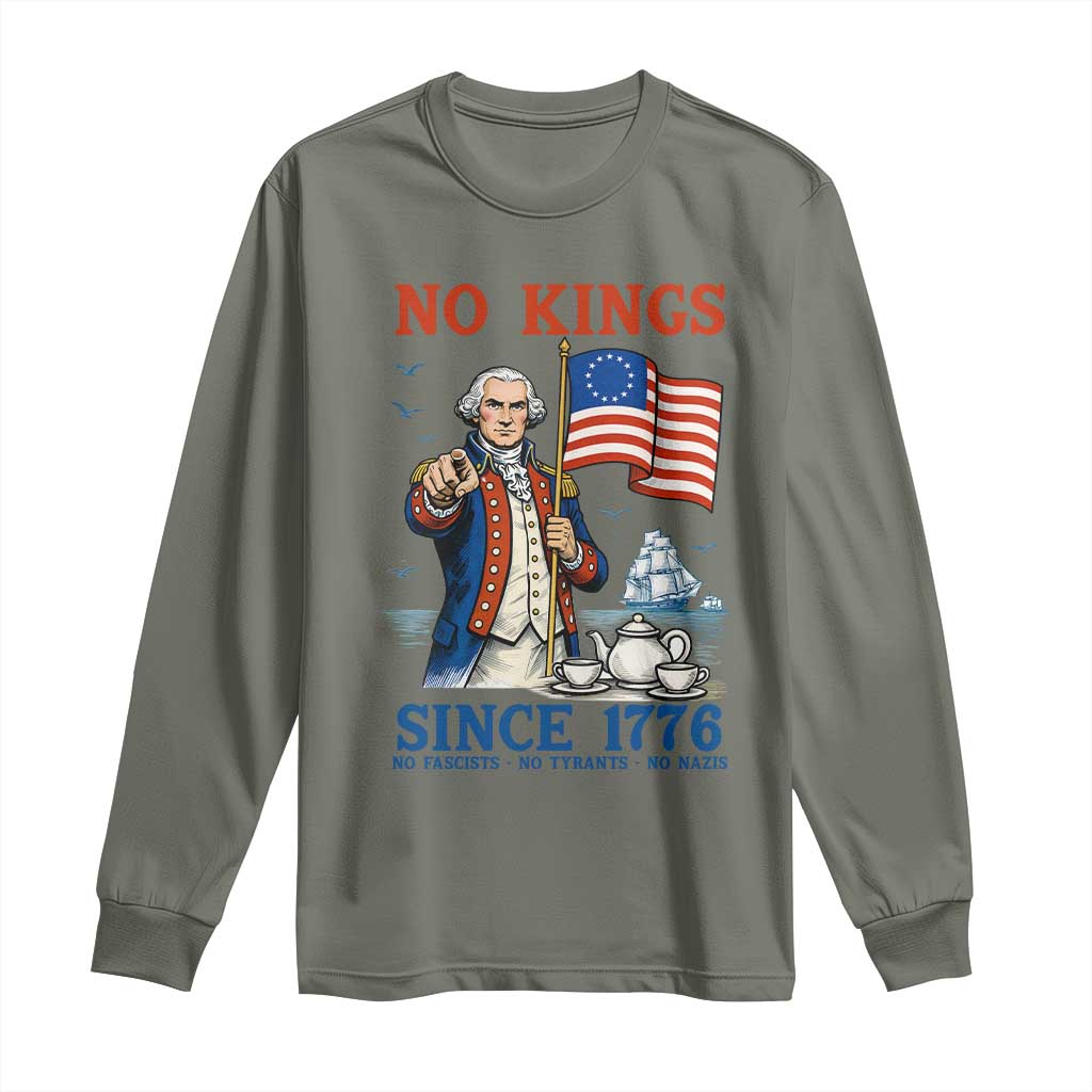 American Patriot George Washington No Kings Long Sleeve Shirt Political Humor Gift