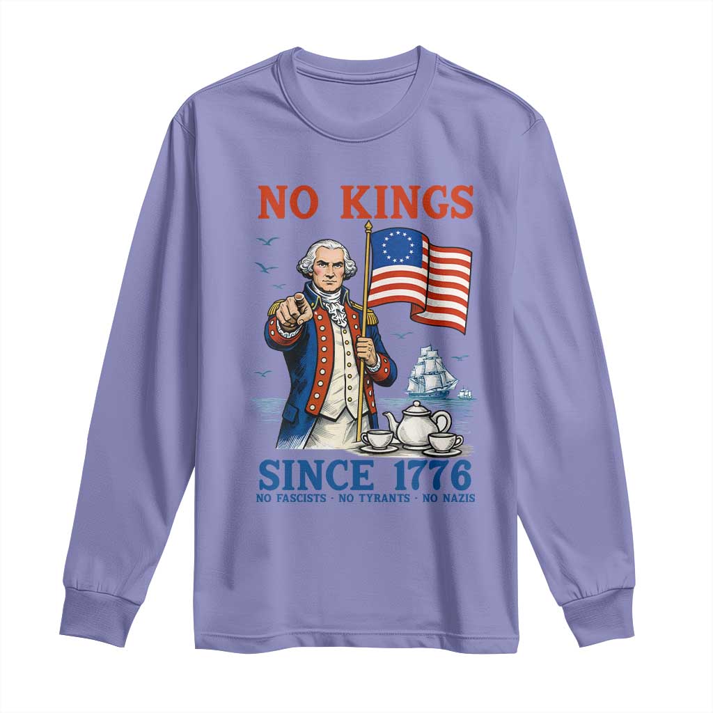 American Patriot George Washington No Kings Long Sleeve Shirt Political Humor Gift