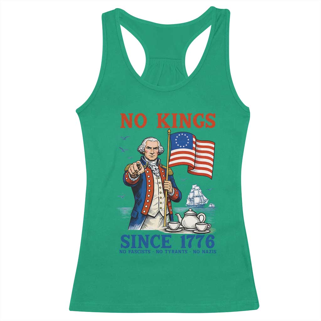 American Patriot George Washington No Kings Racerback Tank Top Political Humor Gift