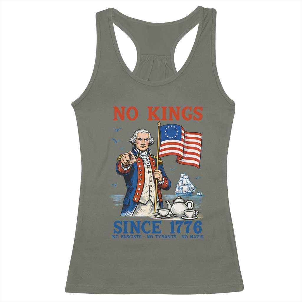 American Patriot George Washington No Kings Racerback Tank Top Political Humor Gift