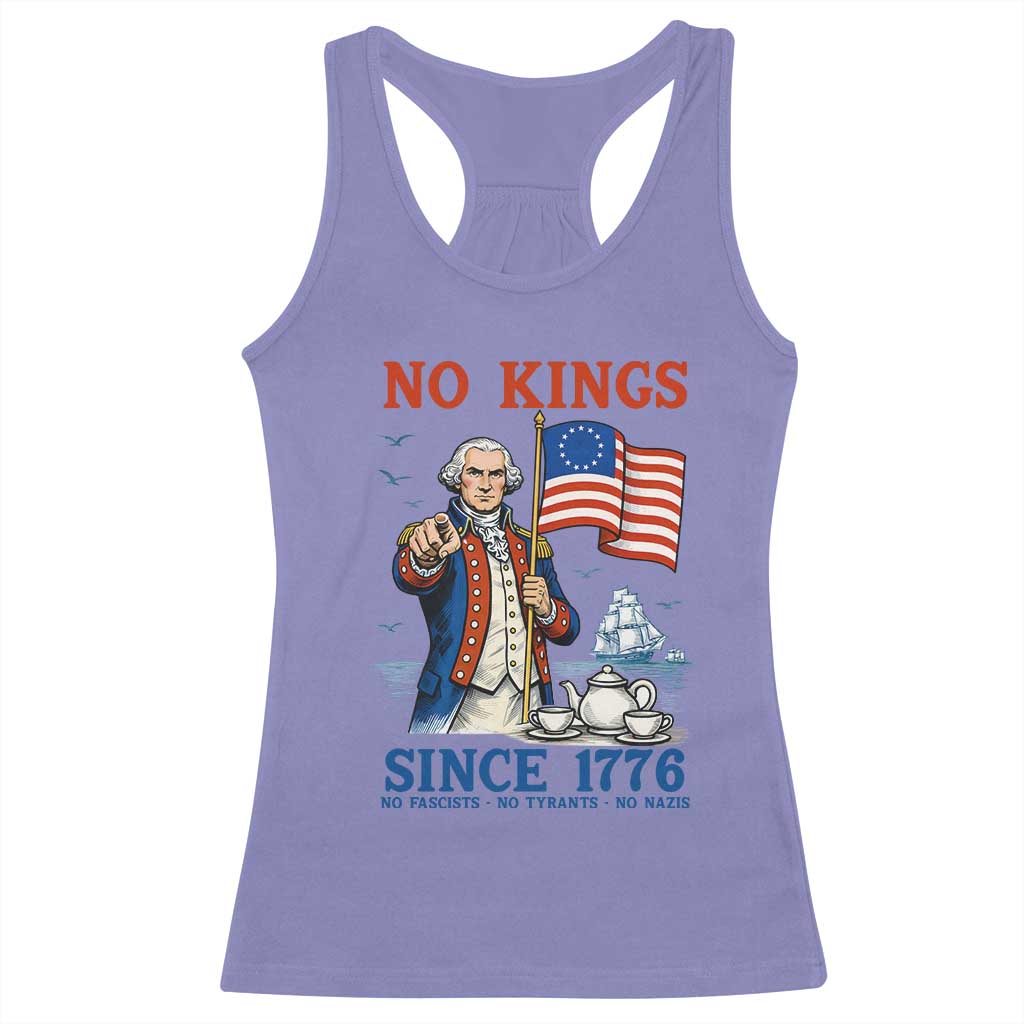 American Patriot George Washington No Kings Racerback Tank Top Political Humor Gift