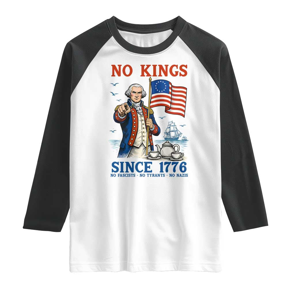 American Patriot George Washington No Kings Raglan Shirt Political Humor Gift