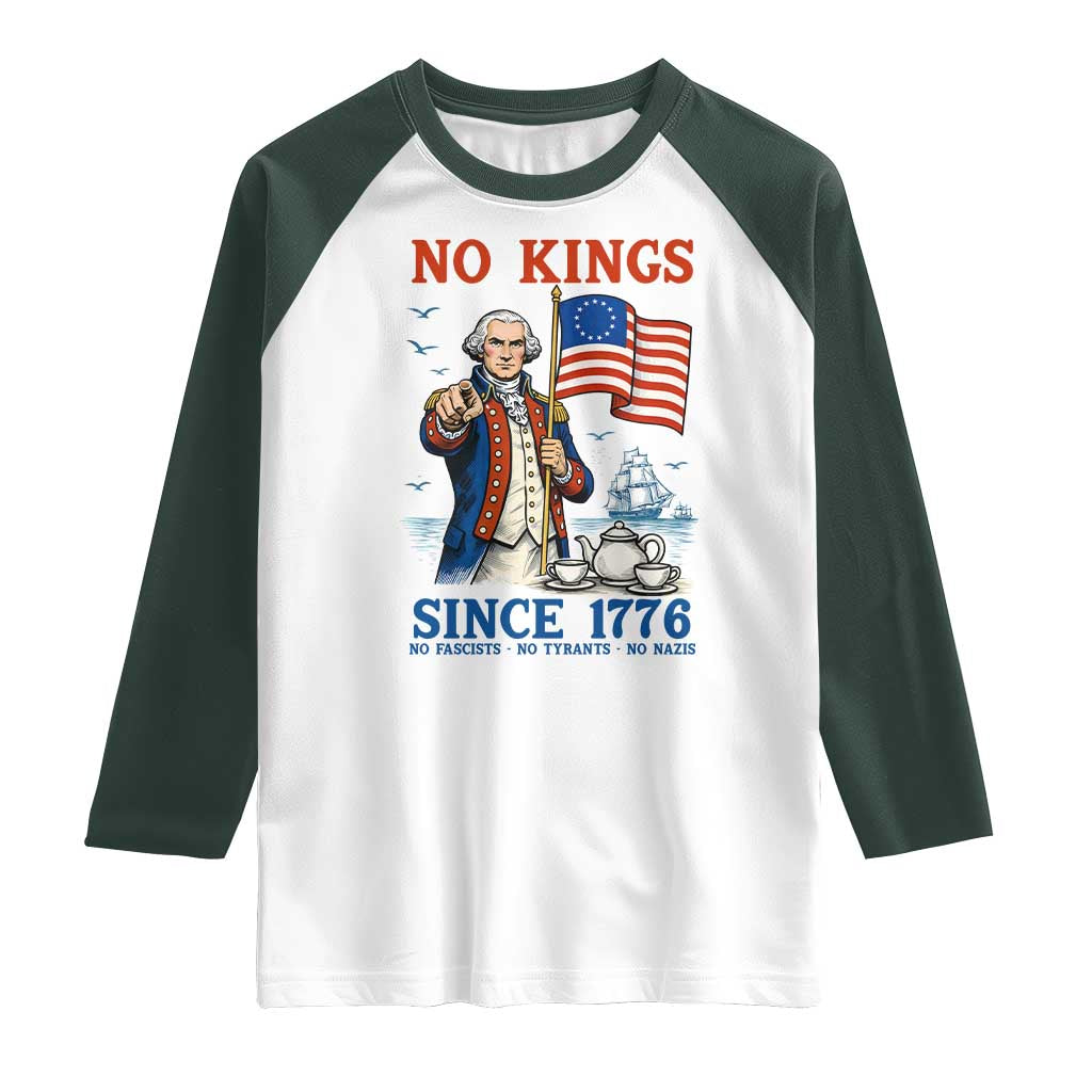 American Patriot George Washington No Kings Raglan Shirt Political Humor Gift