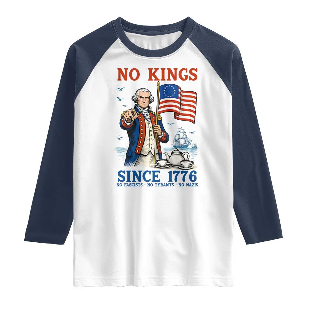 American Patriot George Washington No Kings Raglan Shirt Political Humor Gift