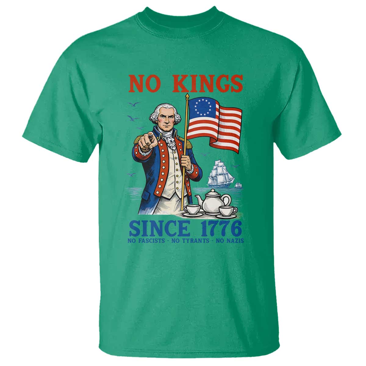 American Patriot George Washington No Kings T Shirt Political Humor Gift