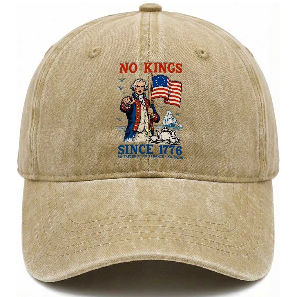 American Patriot George Washington No Kings Washed Cotton Baseball Cap Political Humor Gift