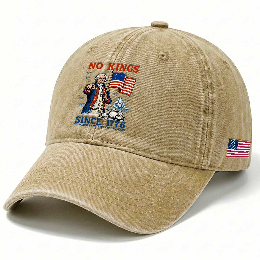 American Patriot George Washington No Kings Washed Cotton Baseball Cap Political Humor Gift