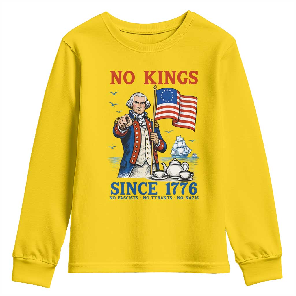 American Patriot George Washington No Kings Youth Sweatshirt Political Humor Gift