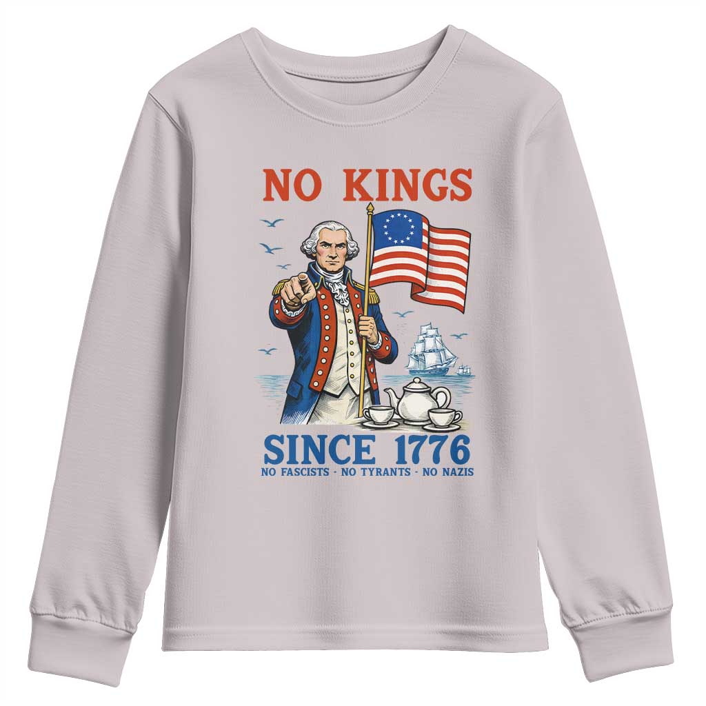 American Patriot George Washington No Kings Youth Sweatshirt Political Humor Gift