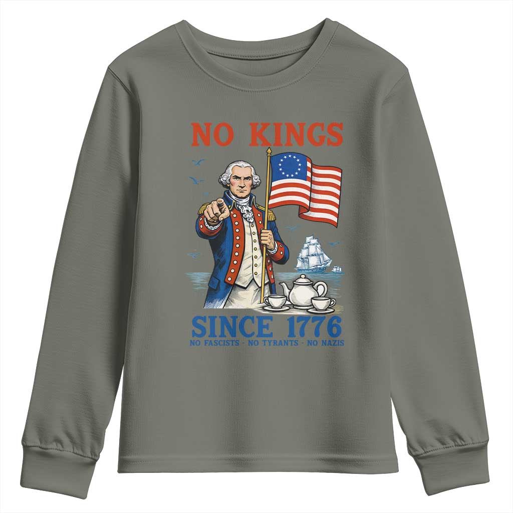 American Patriot George Washington No Kings Youth Sweatshirt Political Humor Gift