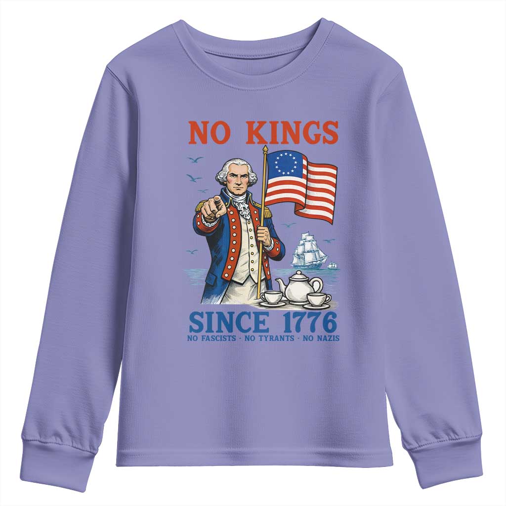 American Patriot George Washington No Kings Youth Sweatshirt Political Humor Gift
