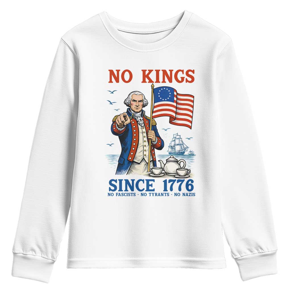 American Patriot George Washington No Kings Youth Sweatshirt Political Humor Gift