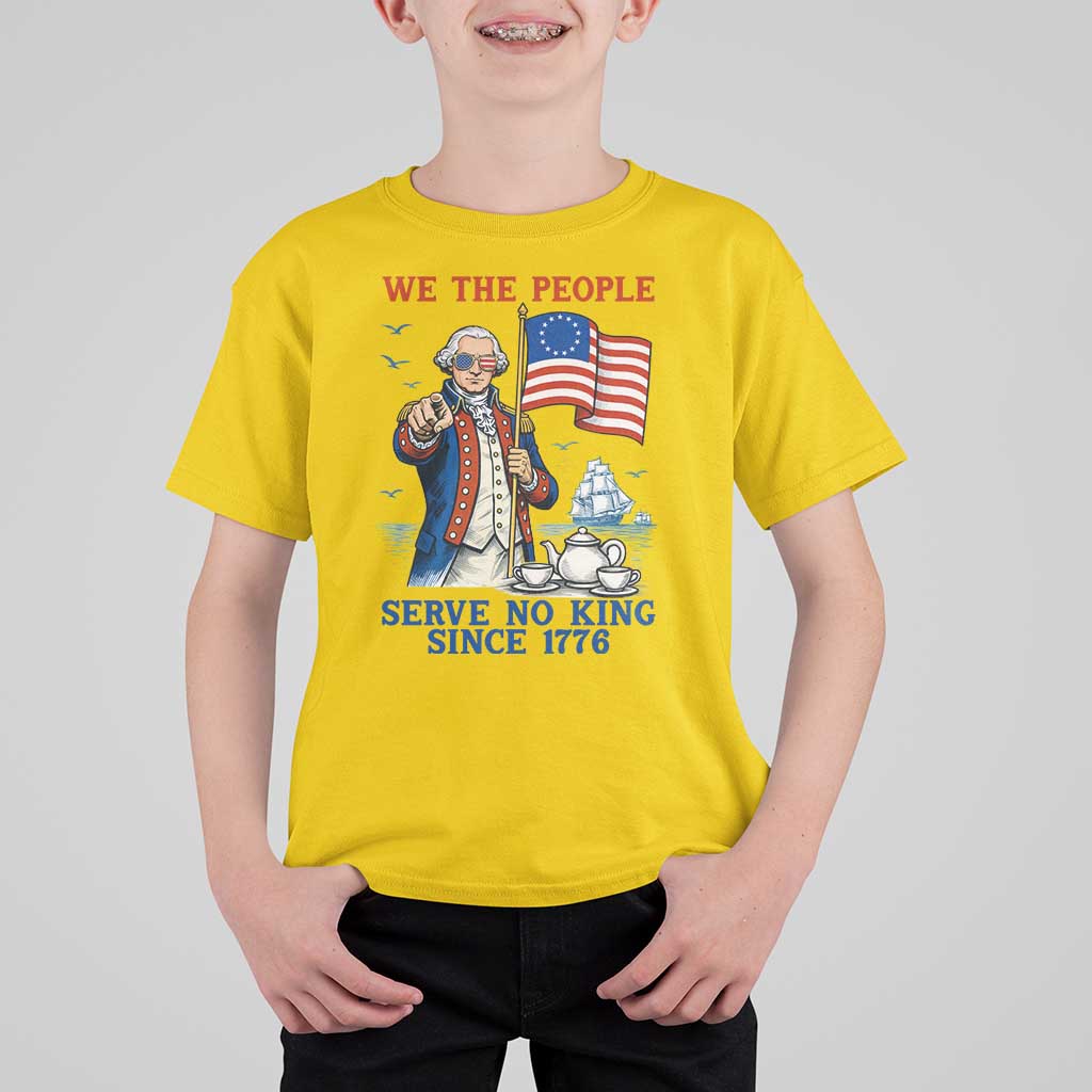 We The People Serve No Kings T Shirt For Kid Funny George Washington Protest