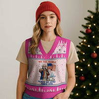 We The People Serve No Kings V-Neck Knit Sweater Vest Funny George Washington Protest