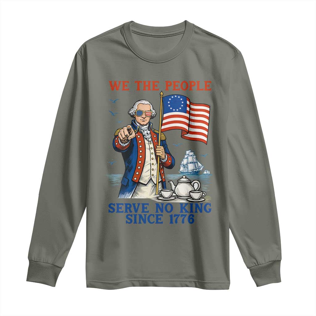 We The People Serve No Kings Long Sleeve Shirt Funny George Washington Protest