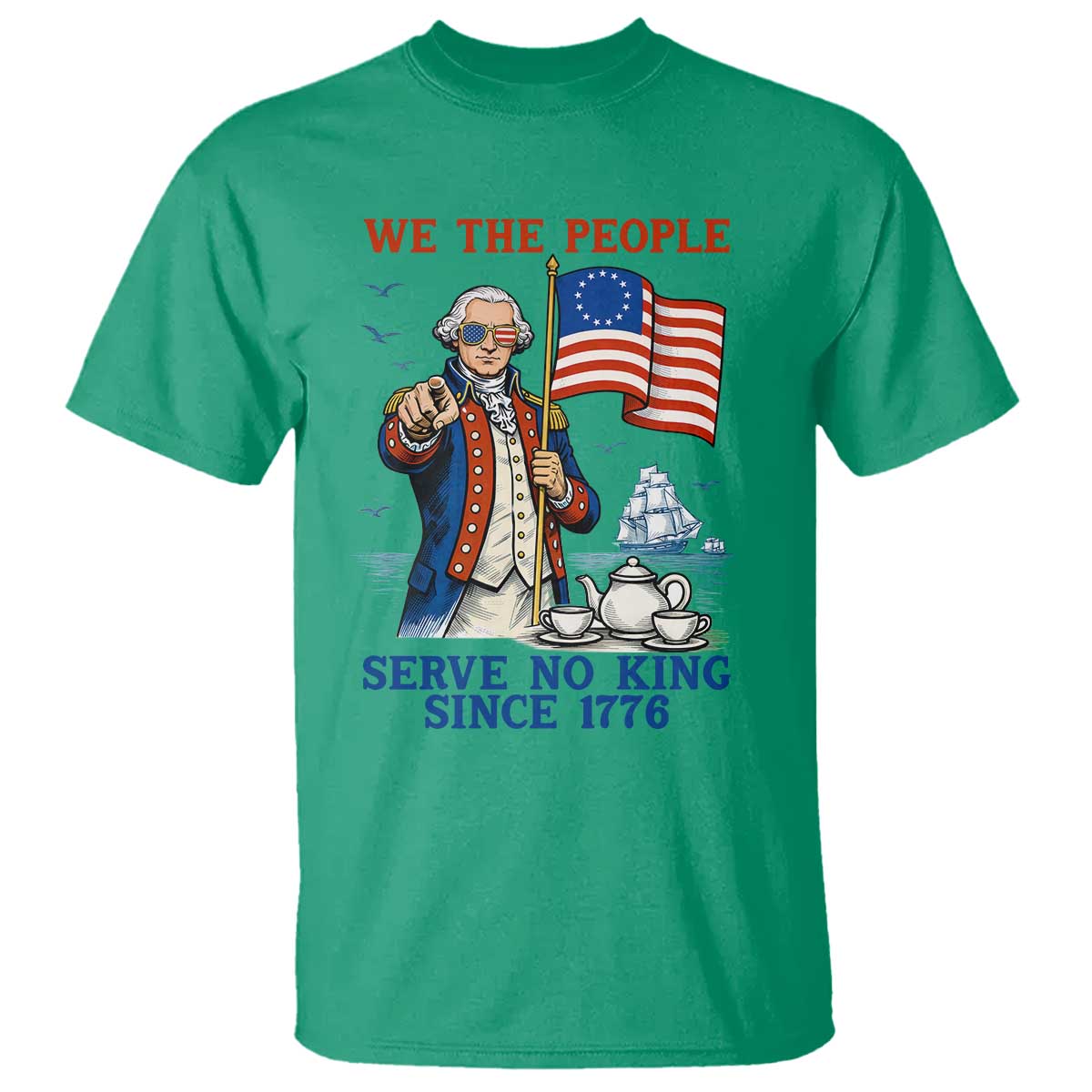 We The People Serve No Kings T Shirt Funny George Washington Protest