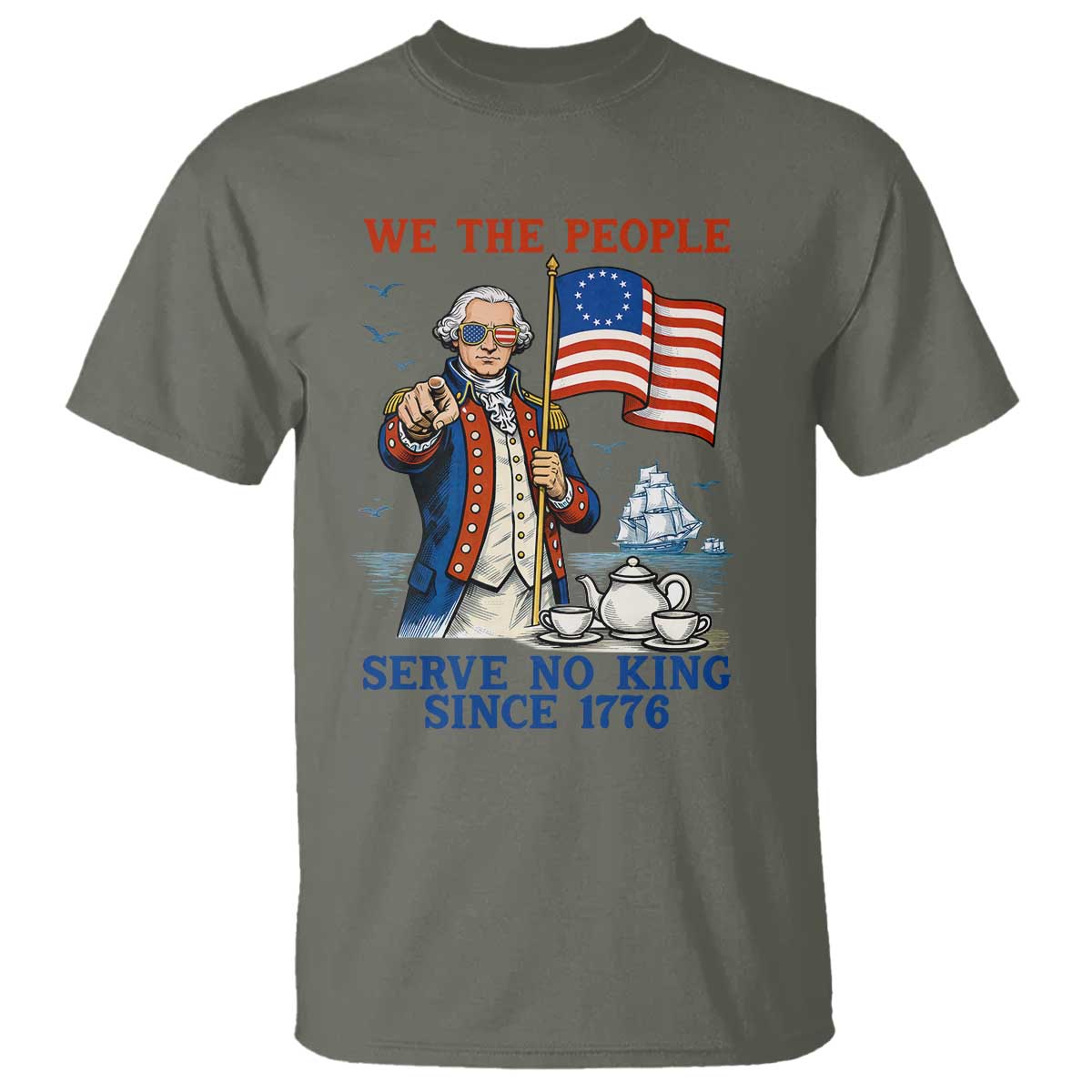 We The People Serve No Kings T Shirt Funny George Washington Protest