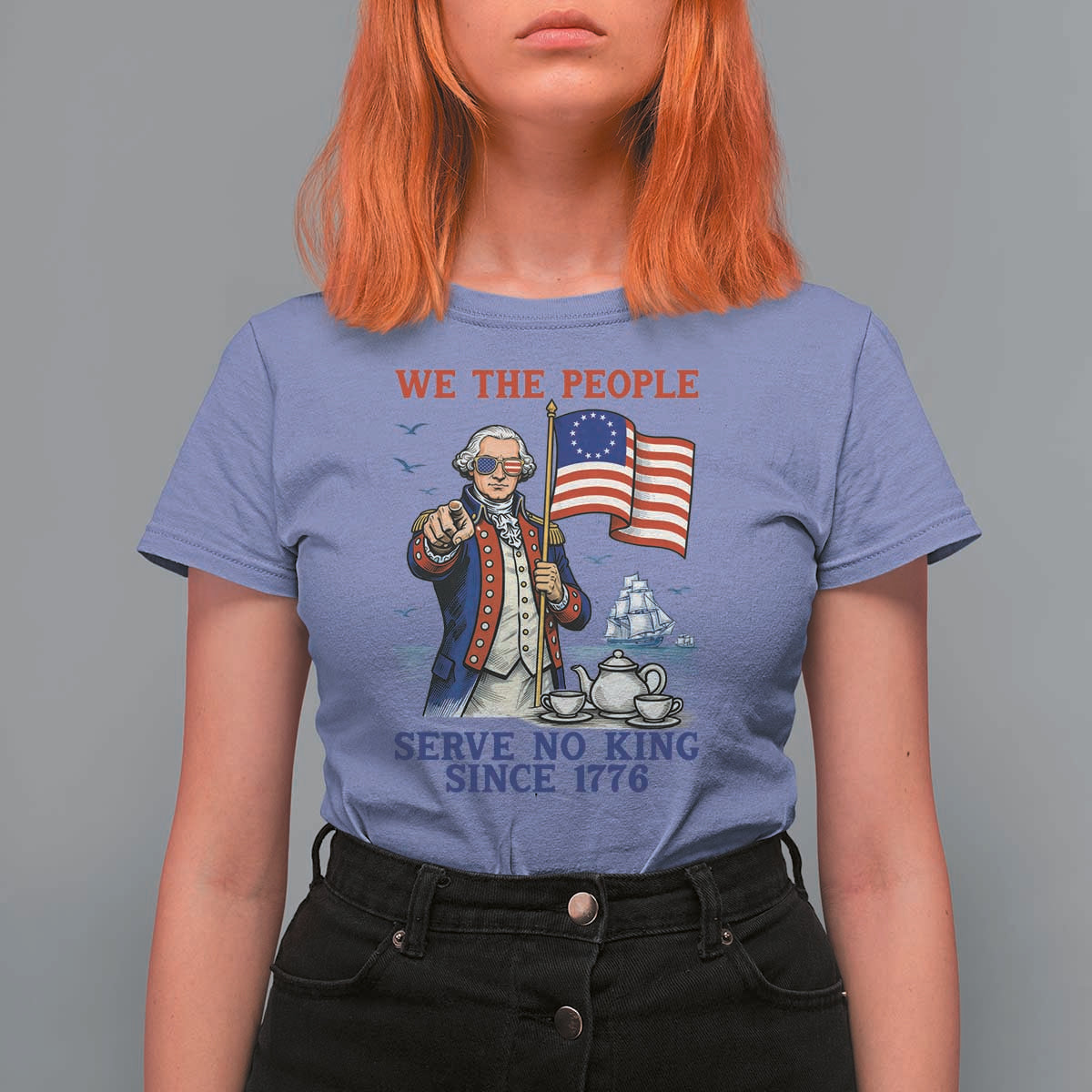 We The People Serve No Kings T Shirt For Women Funny George Washington Protest